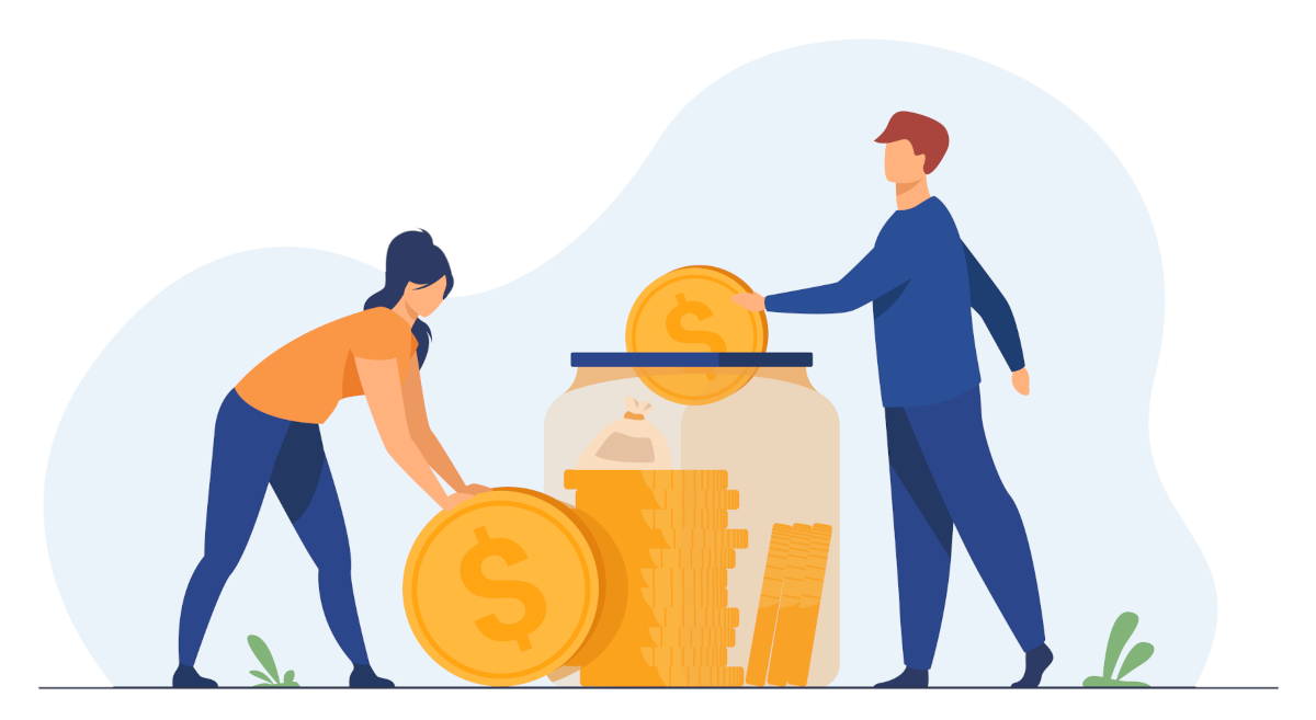 a couple saving money